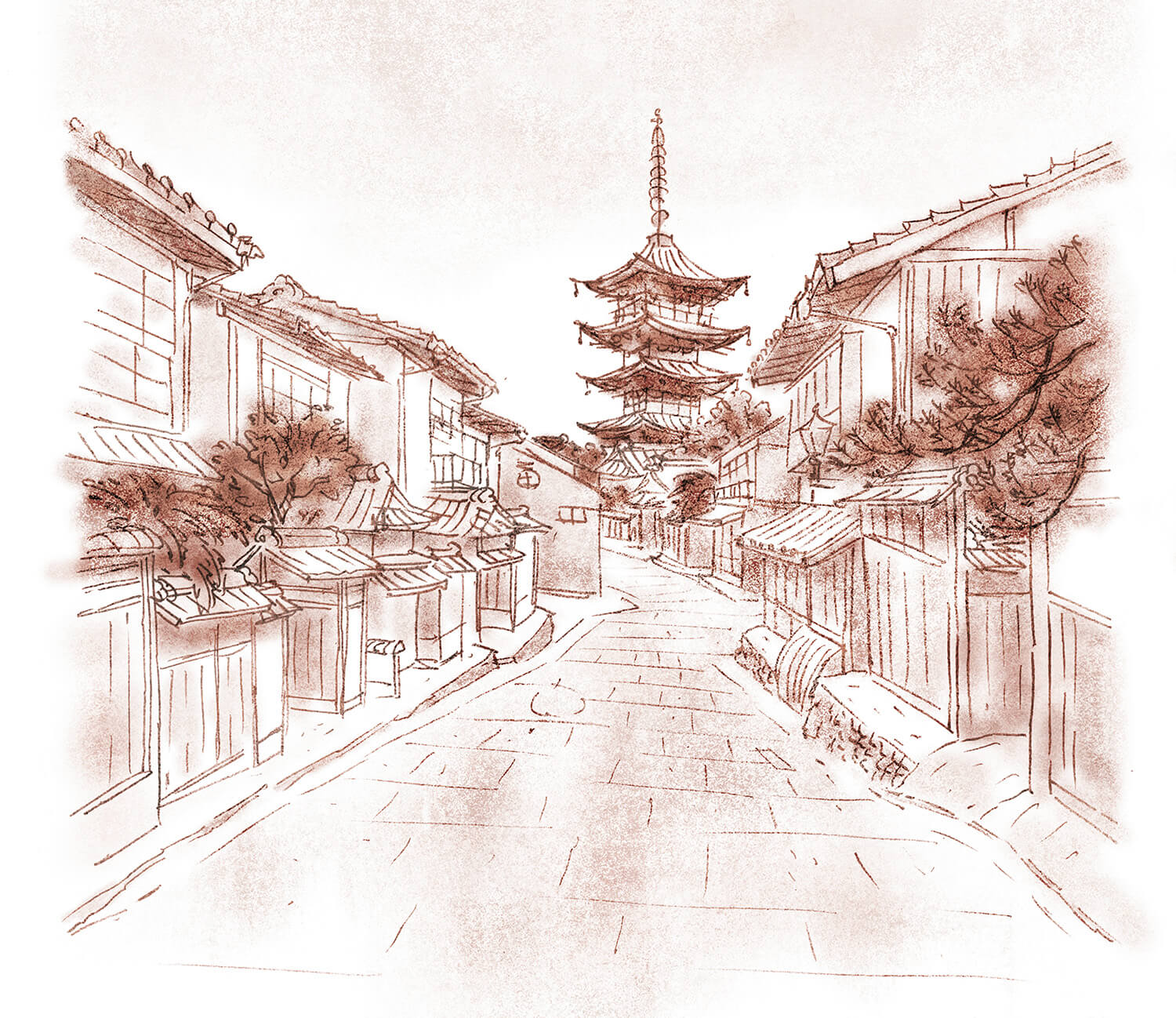 京都の町並み イラスト Fumiaki Muto