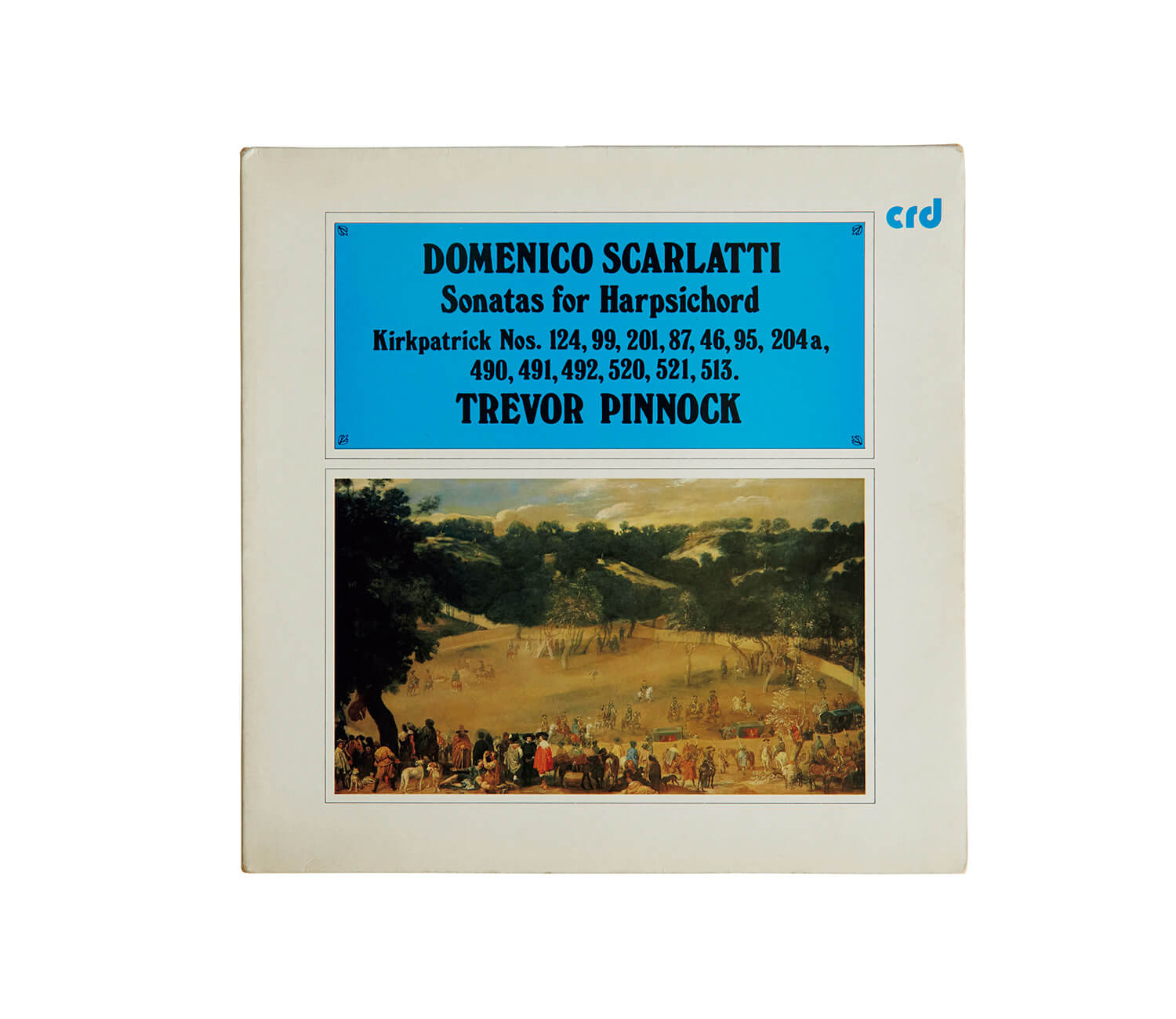 トレヴァー・ピノックが演奏した、ドメニコ・スカルラッティ「ピアノ・ソナタ集」レコードジャケット