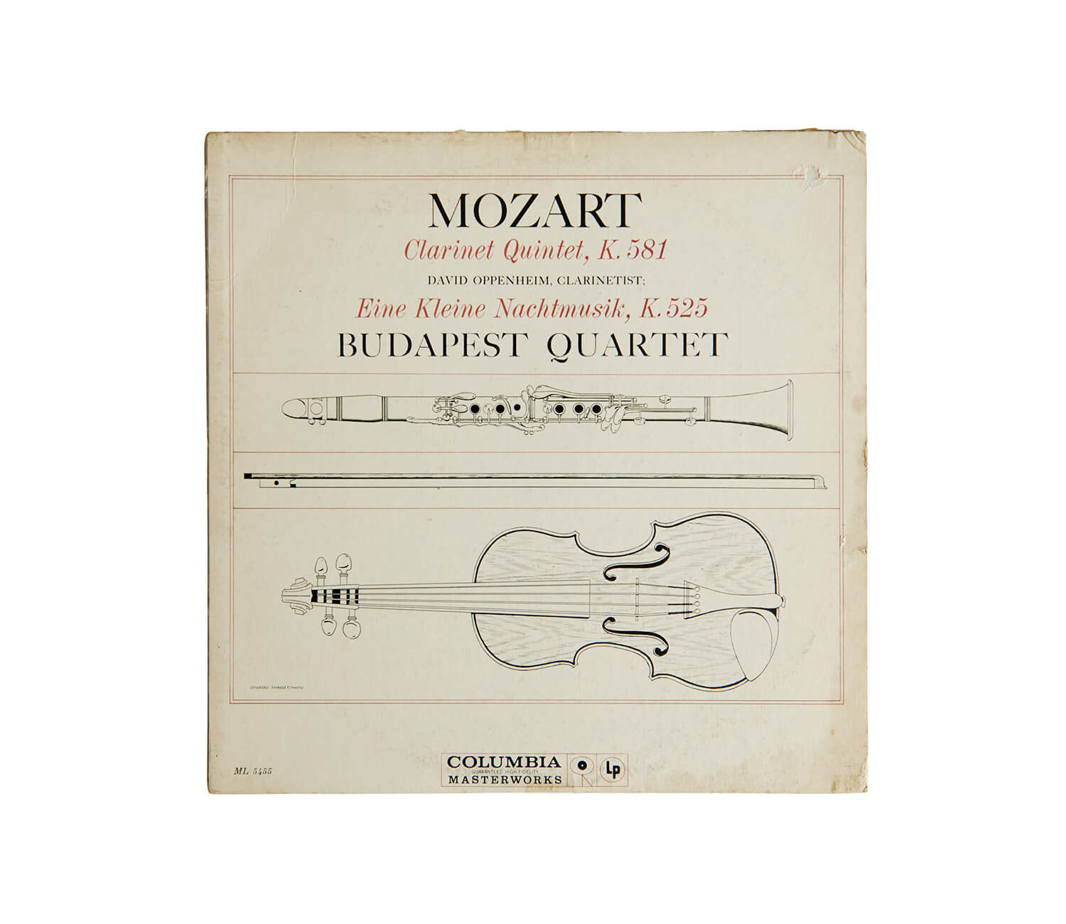 デヴィッド・オッペンハイムが演奏した、モーツァルト「クラリネット五重奏曲 イ長調」レコードジャケット