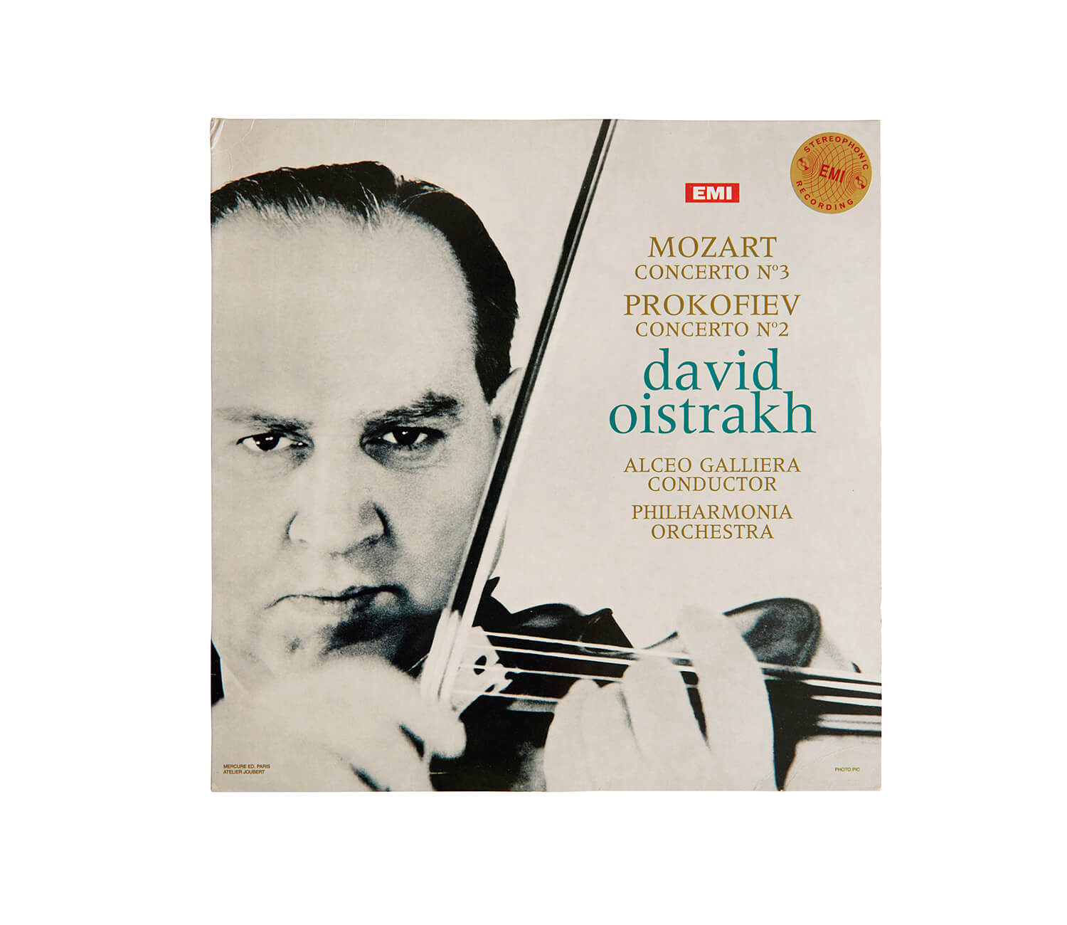 ダヴィッド・オイストラフが演奏した、モーツァルト[ヴァイオリン協奏曲第3番 ト長調」レコードジャケット