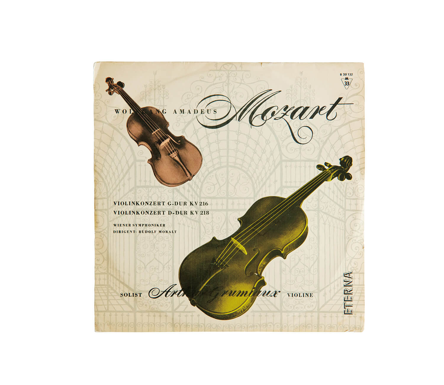 アルトゥール・グリューミオが演奏した、モーツァルト[ヴァイオリン協奏曲第3番 ト長調」レコードジャケット