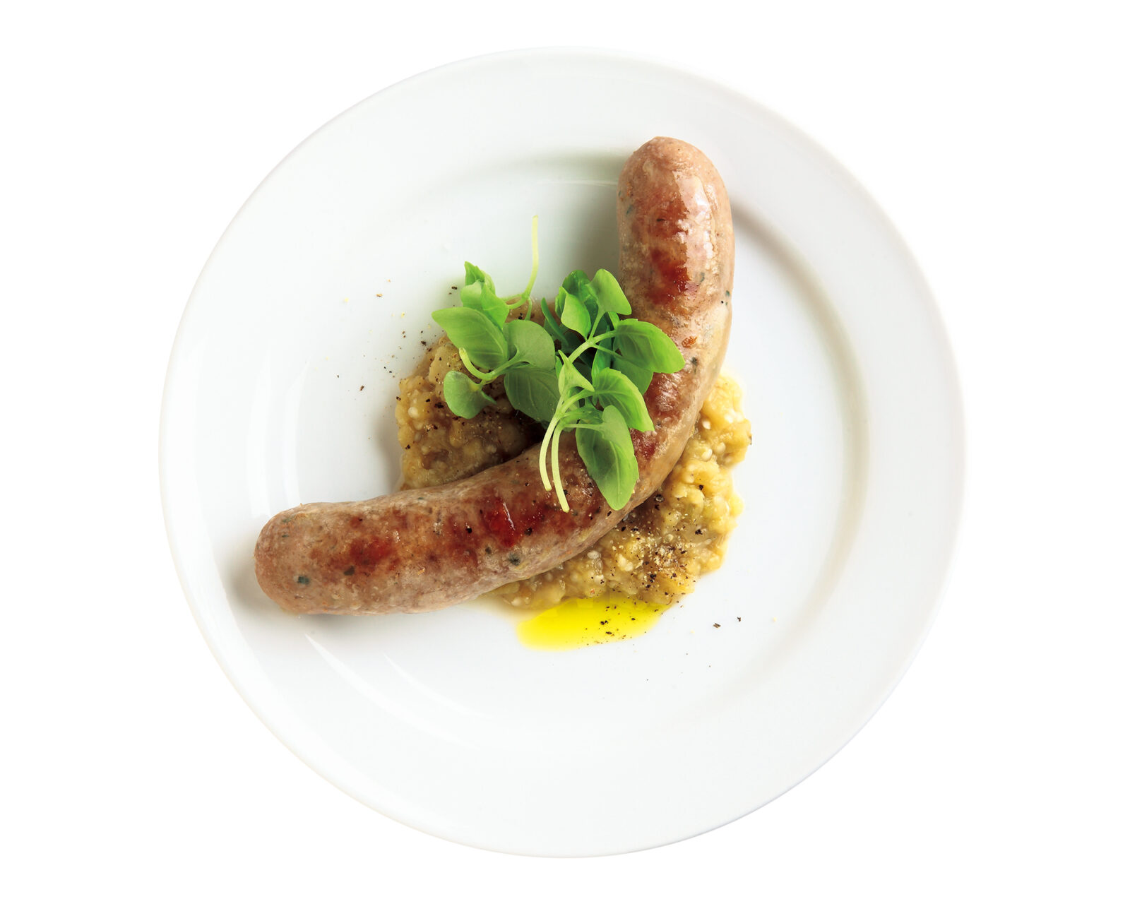 西小山〈WINE BAR WEST〉ソーセージと焼きなすのピュレ