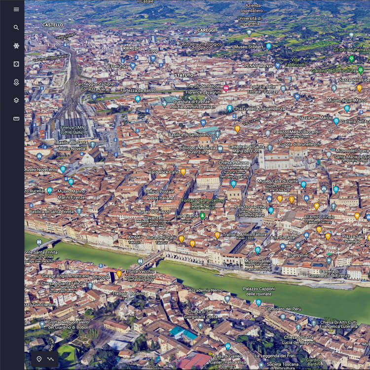 フィレンツェの街（Google Earthにて）