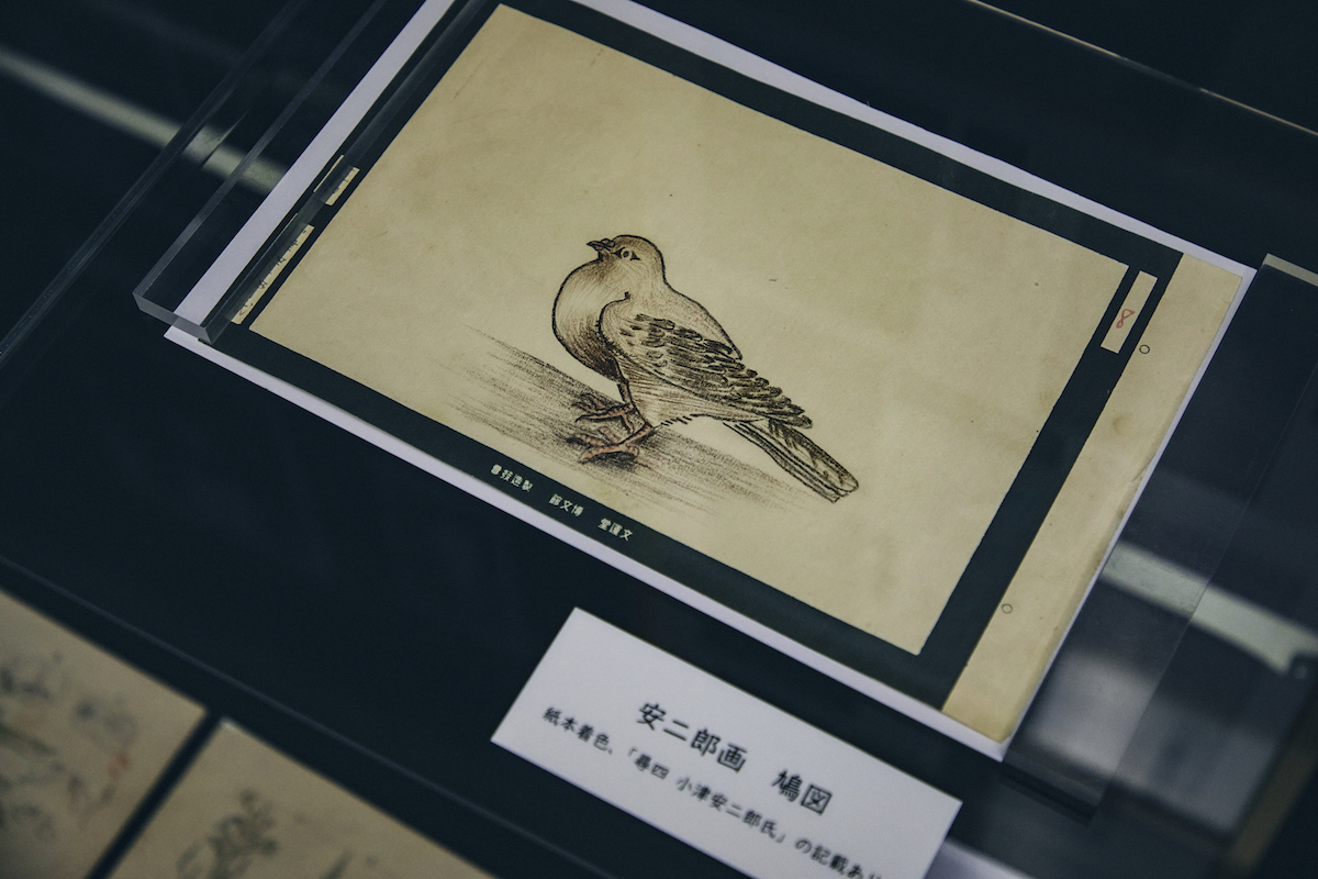 小津が小学校の頃に描いた鳩の絵
