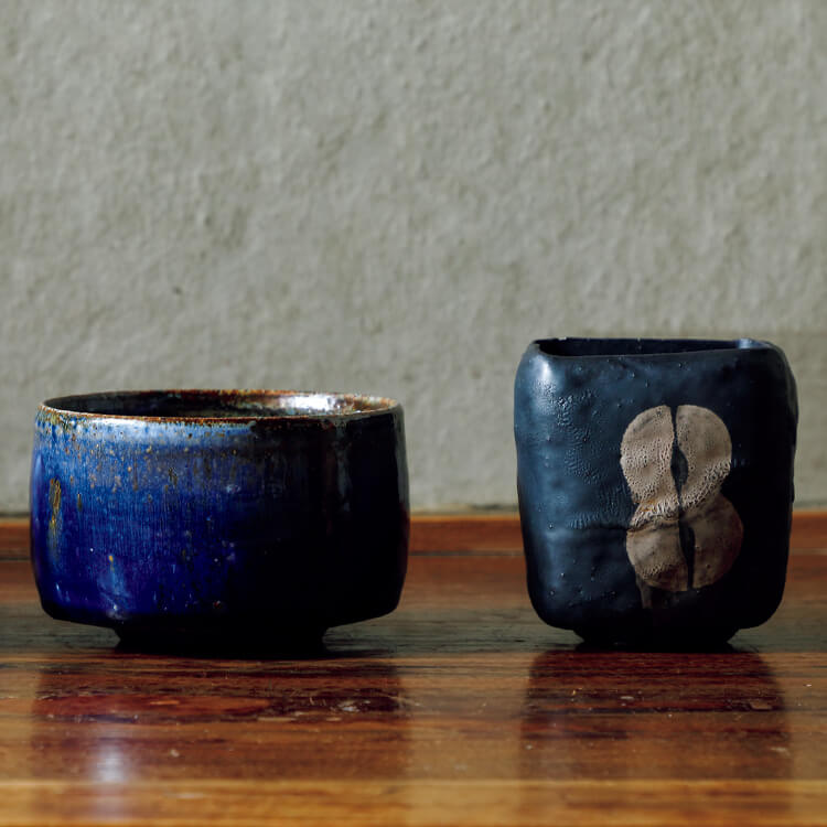 筒茶碗、釉抹茶碗、抹茶碗　十場天伸／作