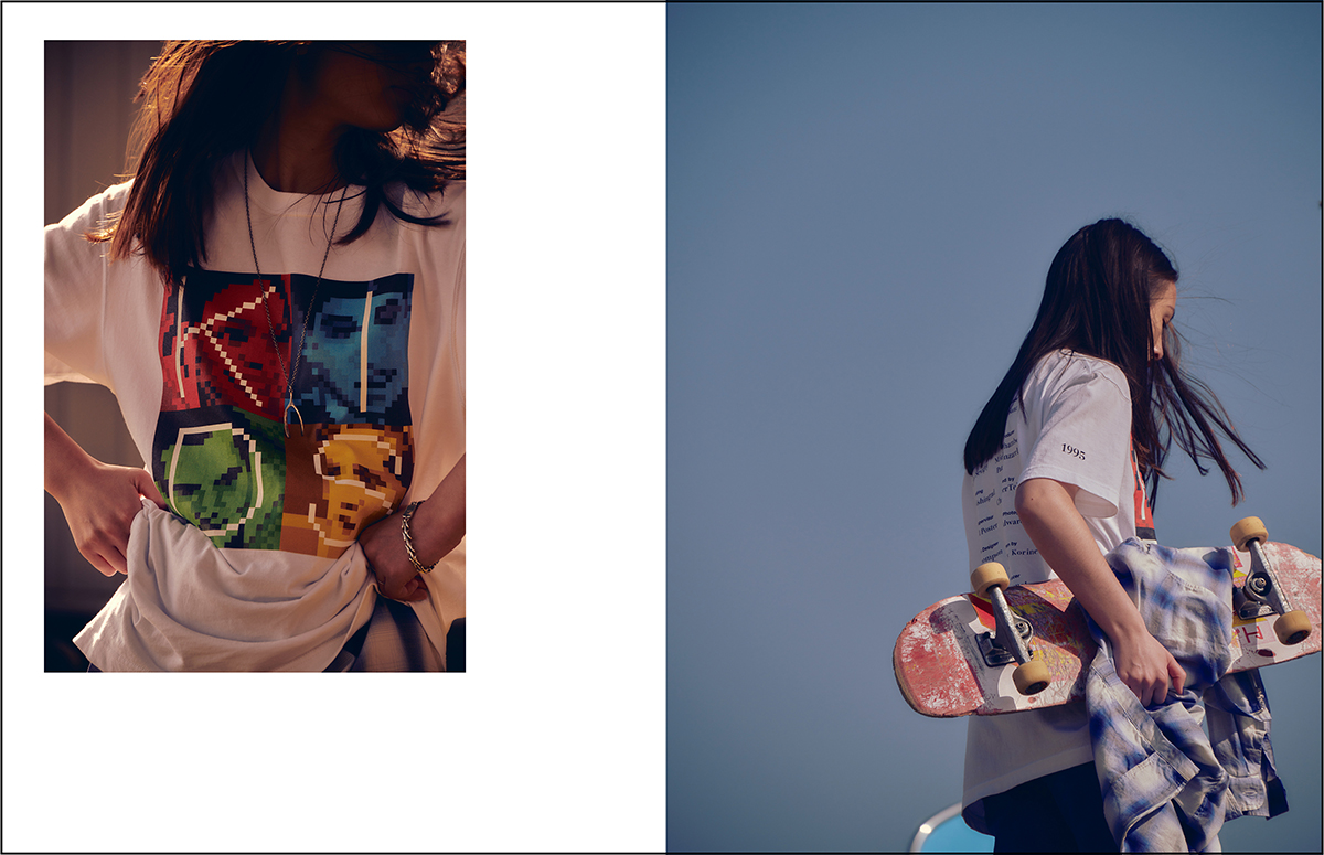 〈バーニーズ ニューヨーク〉で発売されるラリー・クラーク×R.TM ギャラリー Tシャツ モデル着用写真