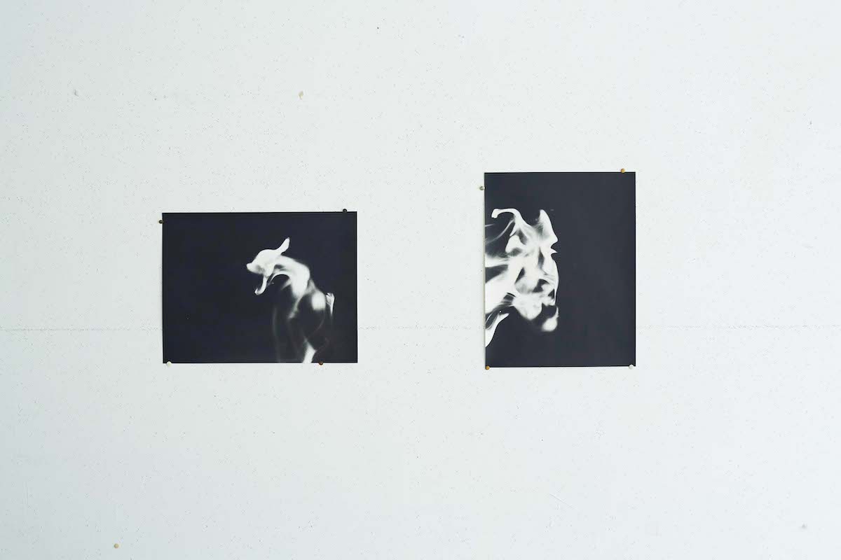 ヨヘン・レンペルトのスタジオの壁に掛けてある2枚の写真