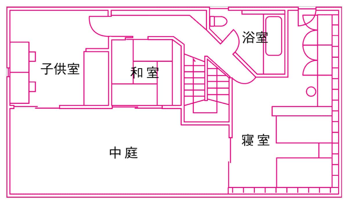 〈ブルーボックスハウス〉2階平面図