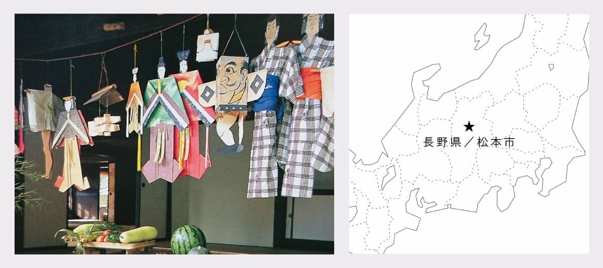 写真左／松本の七夕人形飾りの風景。