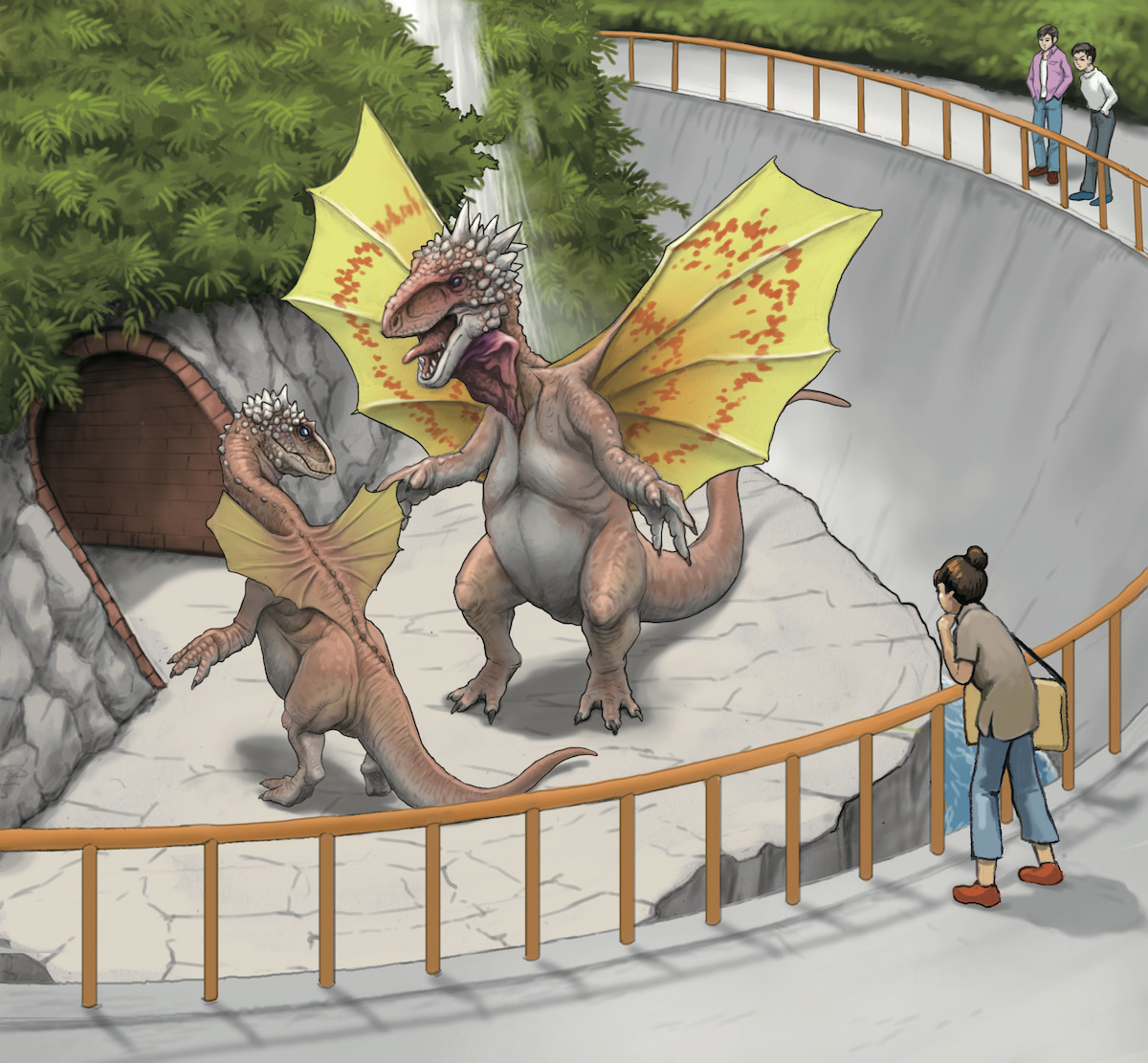 動物園で展示されているドラゴンのイラスト