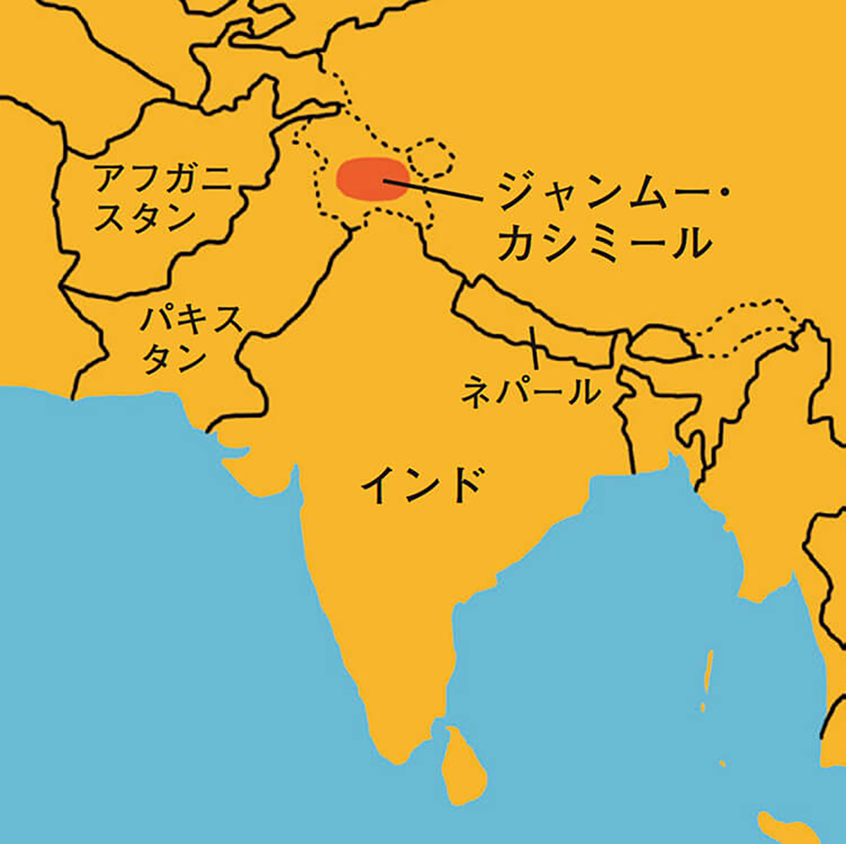 インド／ジャンムー・カシミール近辺の地図