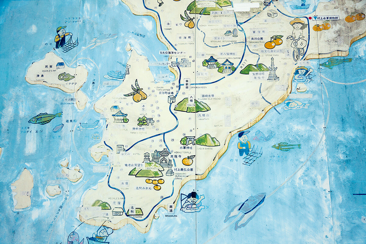 大島を描いた看板地図
